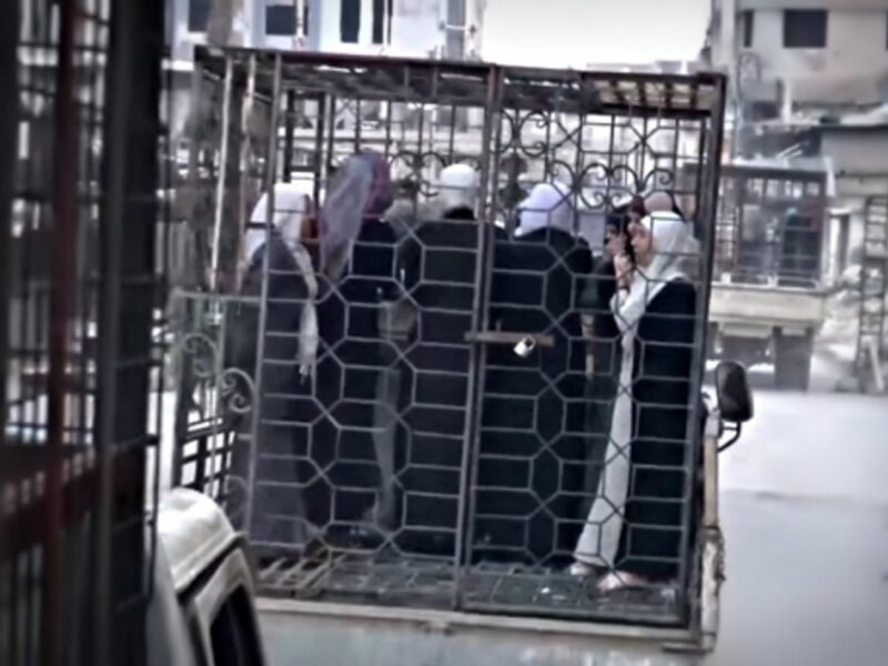 Caged women paraded in Douma