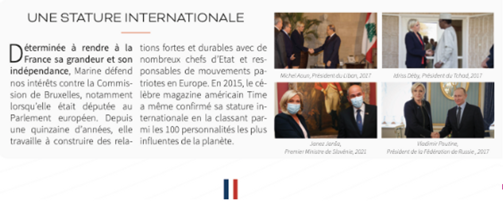 Campaign leaflet featuring Le Pen with Putin