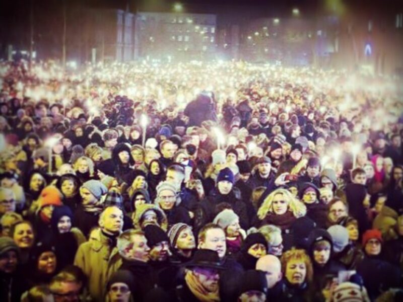 Candelight vigil in Copenhagen's Osterbro area on Monday
