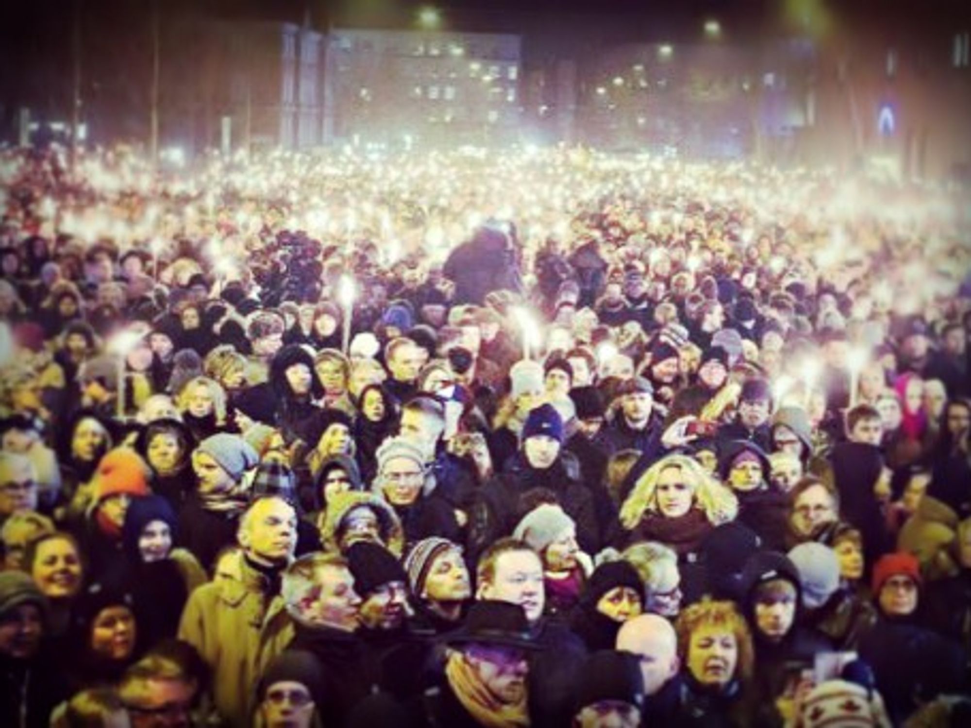 Candelight vigil in Copenhagen's Osterbro area on Monday