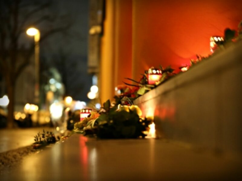 Candles lit in memory of the Brussels terrorist attacks victims