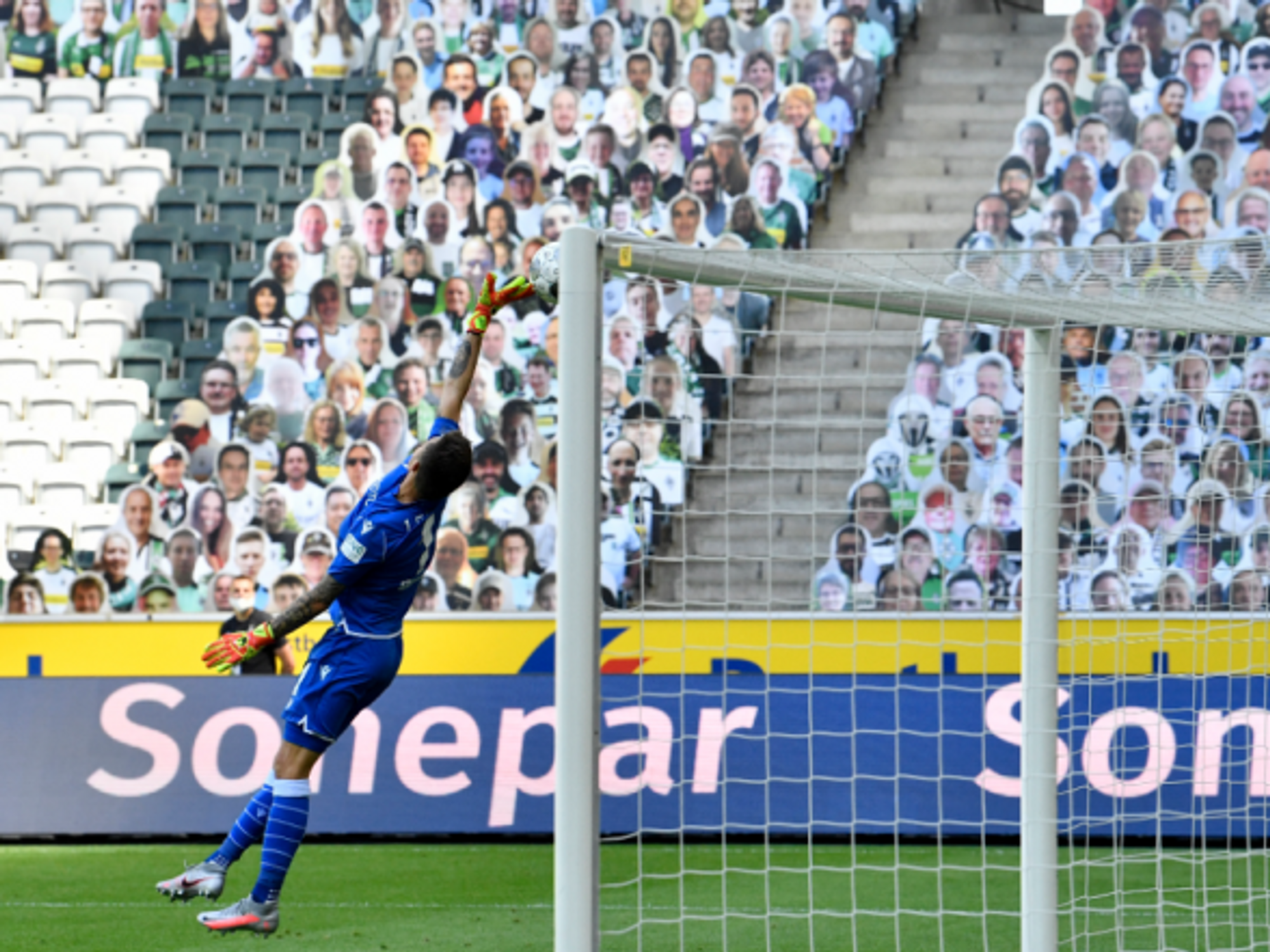 Cardboard cutouts at a soccer game in Borussia-Park on May 31