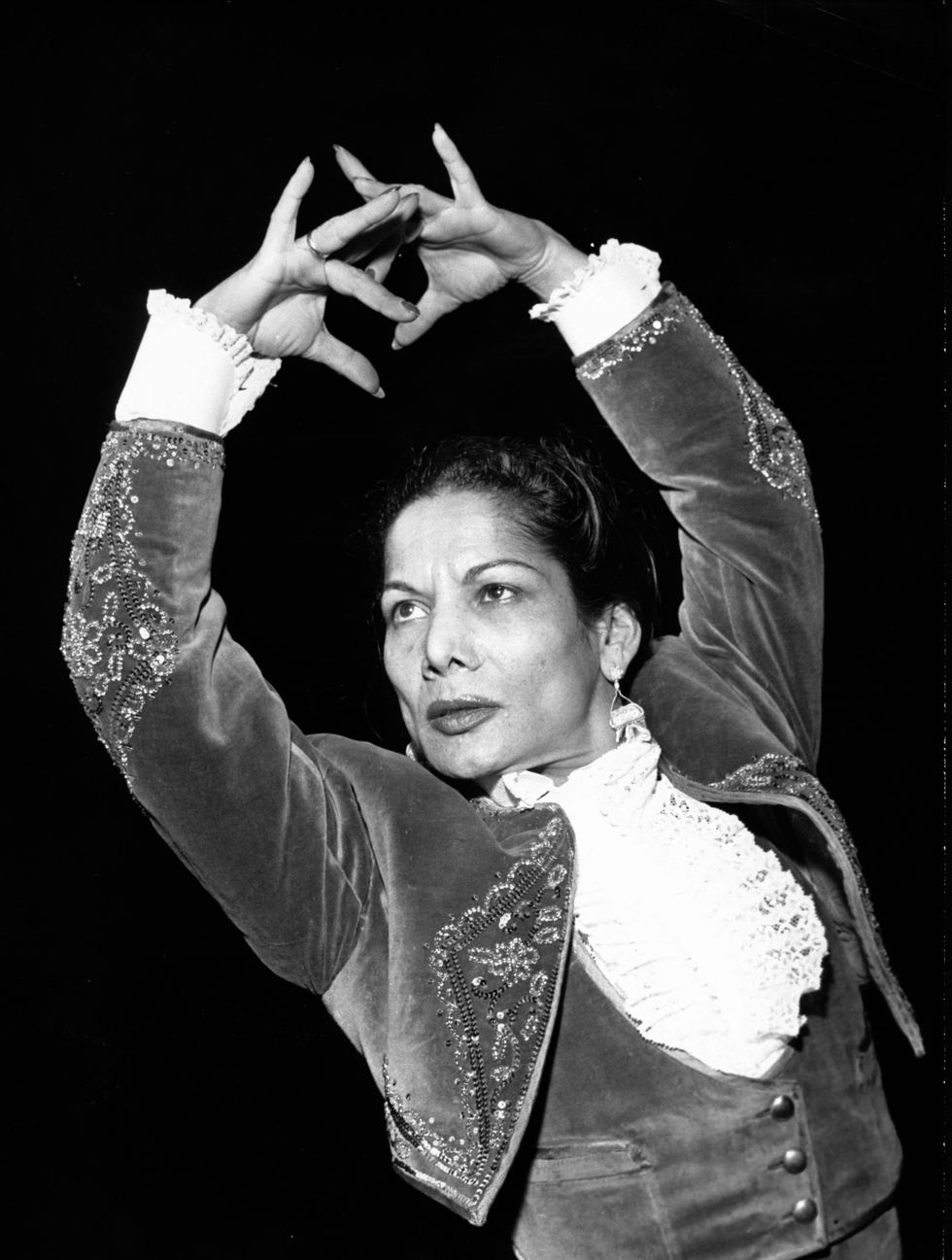 Carmen Amaya during a dressed rehearsal in Paris in 1959.