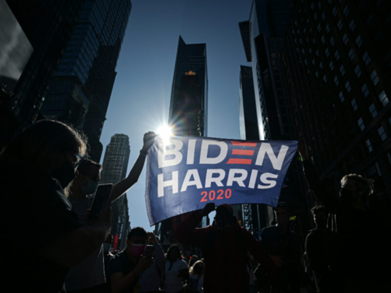 Cheering in New York on Nov. 7