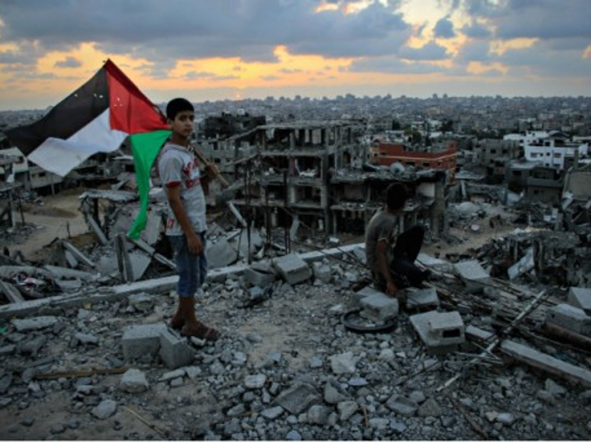 Children in Gaza's Shejaia neighborhood on Sept. 1