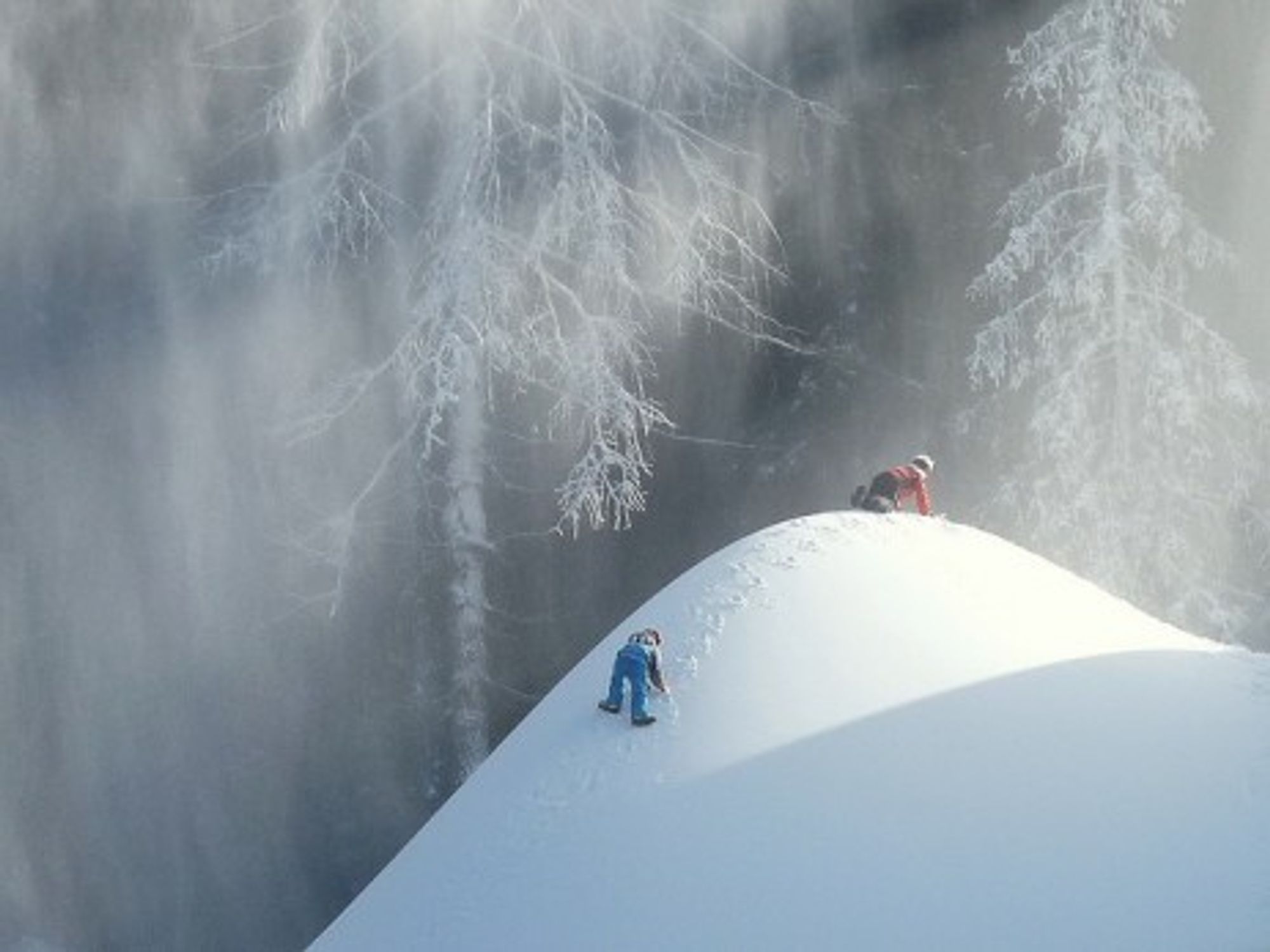 Children playing in the Italian Dolomite Mountains