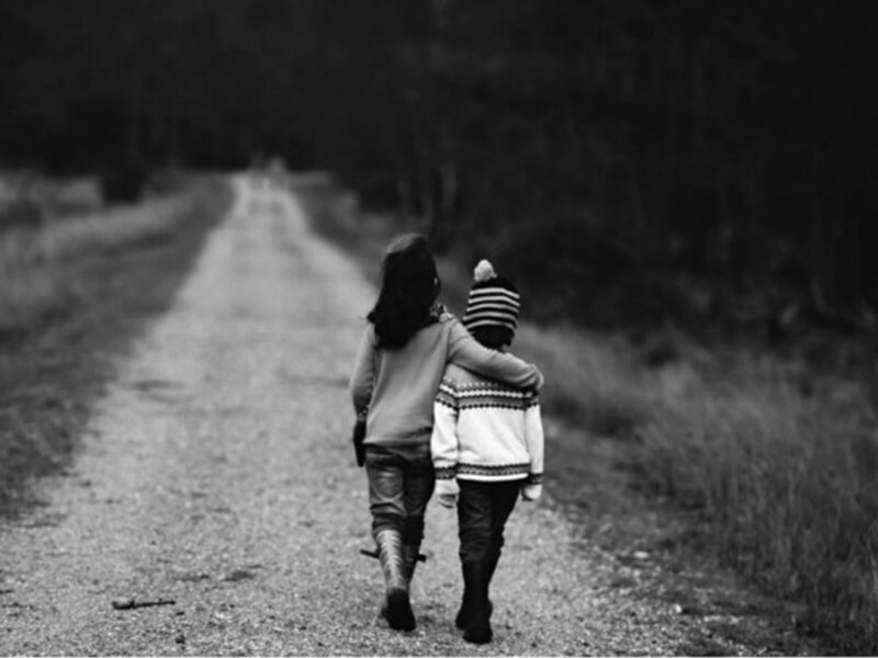 Children walking through New Forest National Park