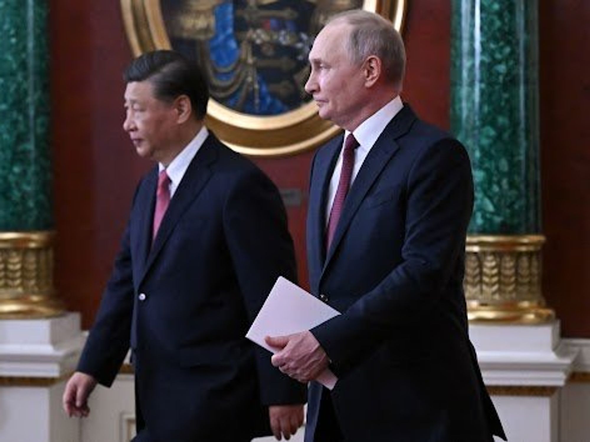 Chinese leader Xi Jinping and Russian President Vladimir Putin meeting in Moscow