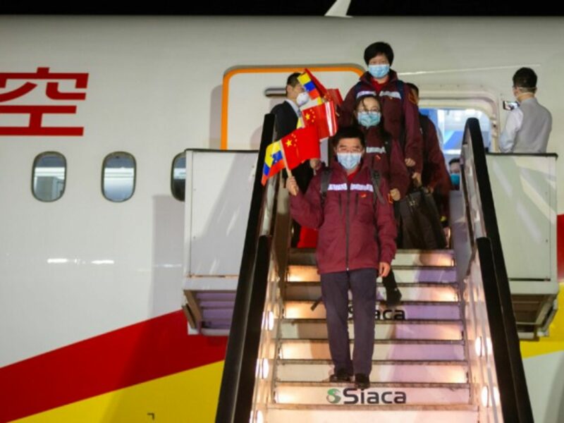 Chinese medical experts arrive in La Guaira, Venezuela, sent to help fight the coronavirus pandemic.