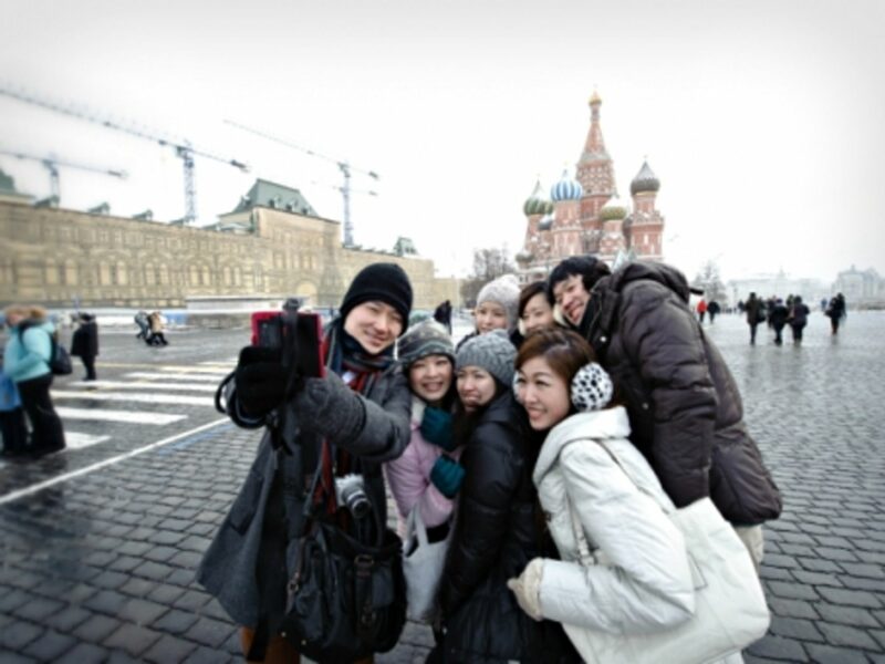 Chinese tourists in Moscow's Red Square