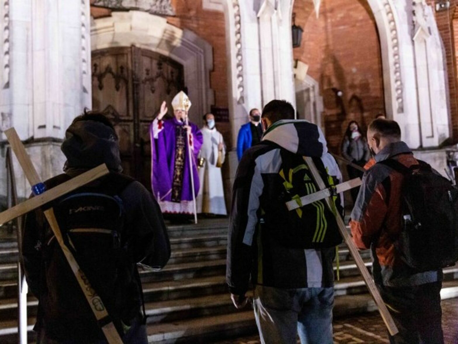 Churchgoers pray at St. Joseph's Cathedral