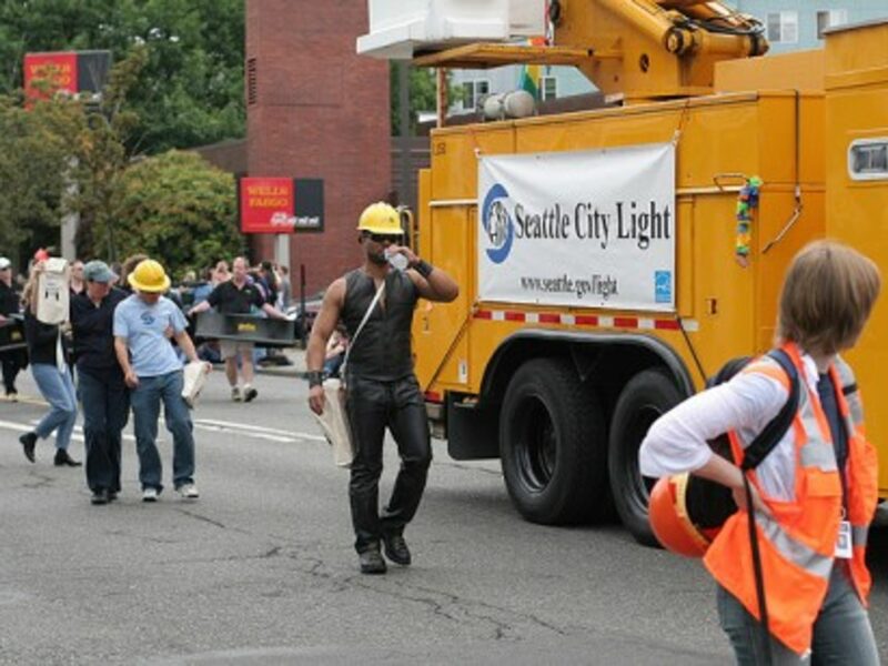 City worker at Gay Rights parade in Seattle (markjhandel)