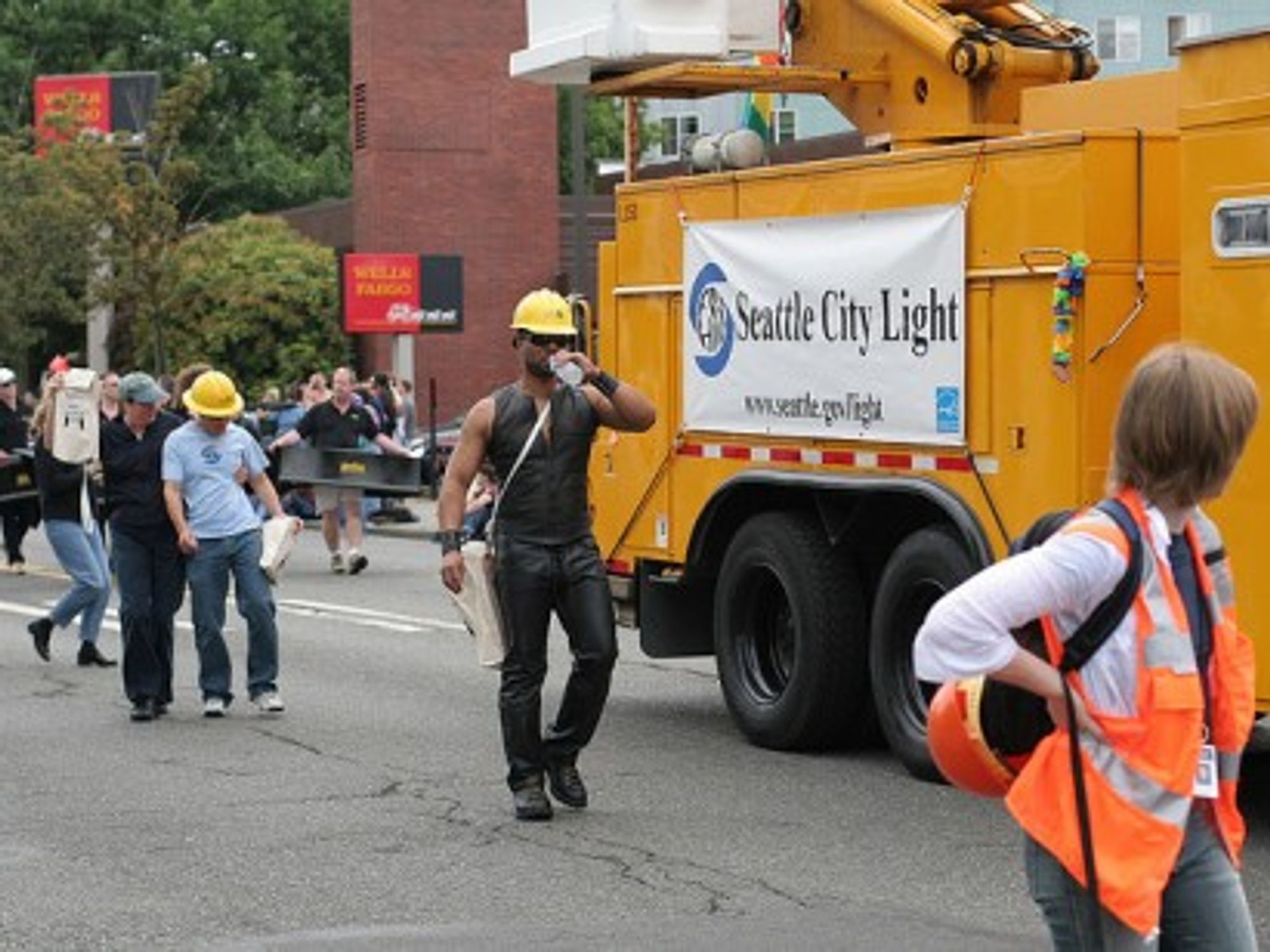 City worker at Gay Rights parade in Seattle (markjhandel)