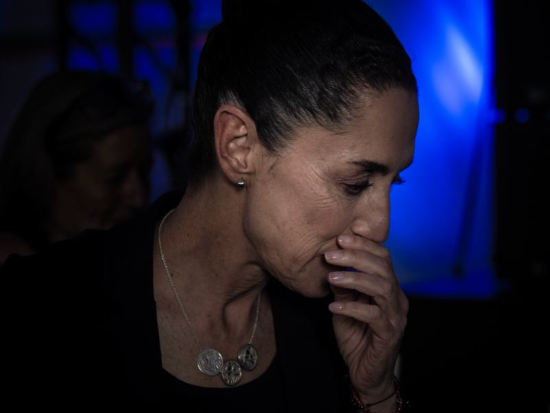 Close-up photo of a pensive Mexican ​President Claudia Sheinbaum