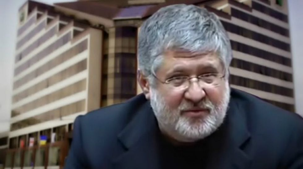 Close up photograph of the billioniaire Ihor Kolomoyskyi in front of PrivatBank HQ in Dnipropetrovsk
