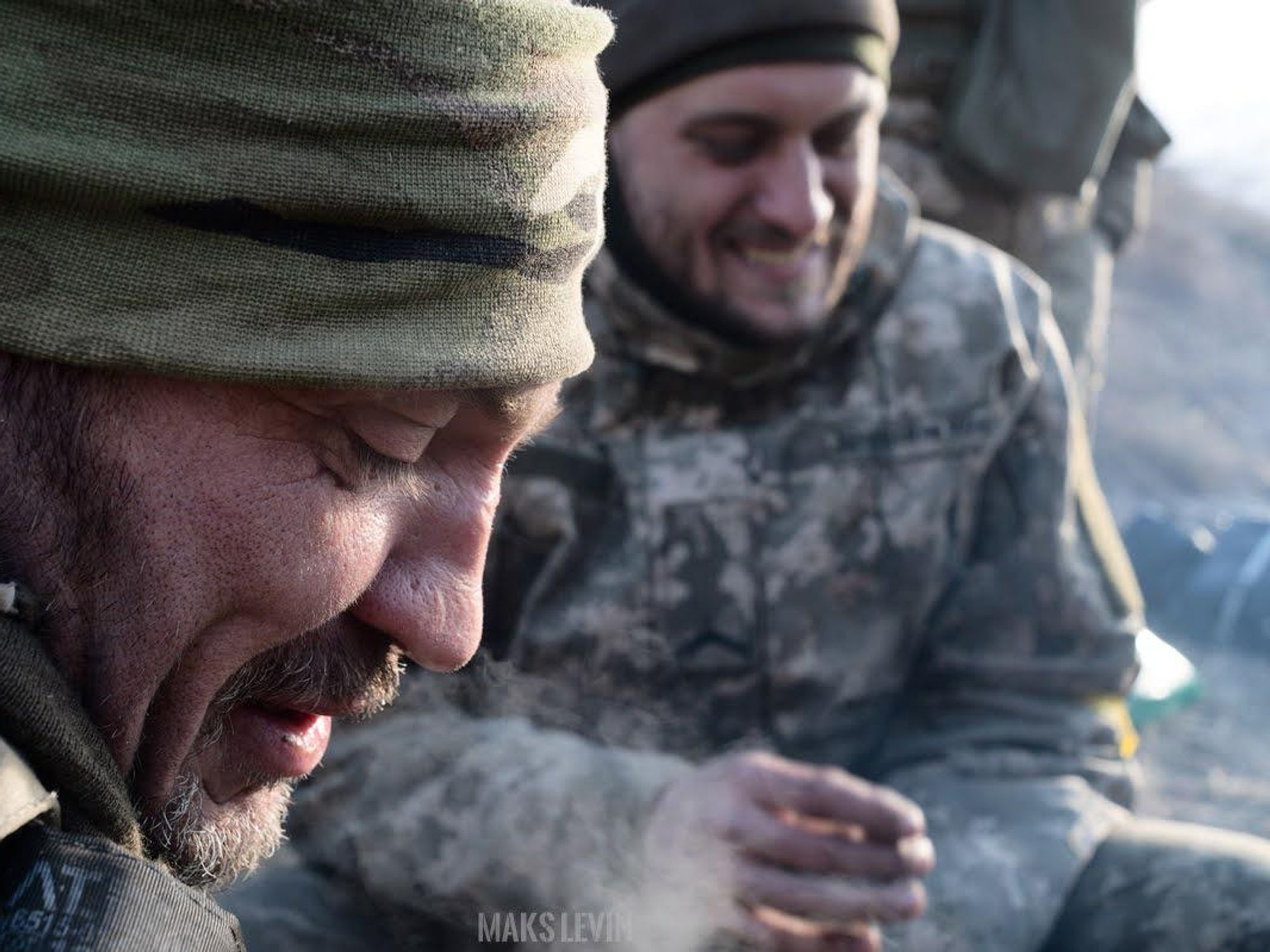 Close up portrait of a soldier taken by war photojournalist Maks Levin