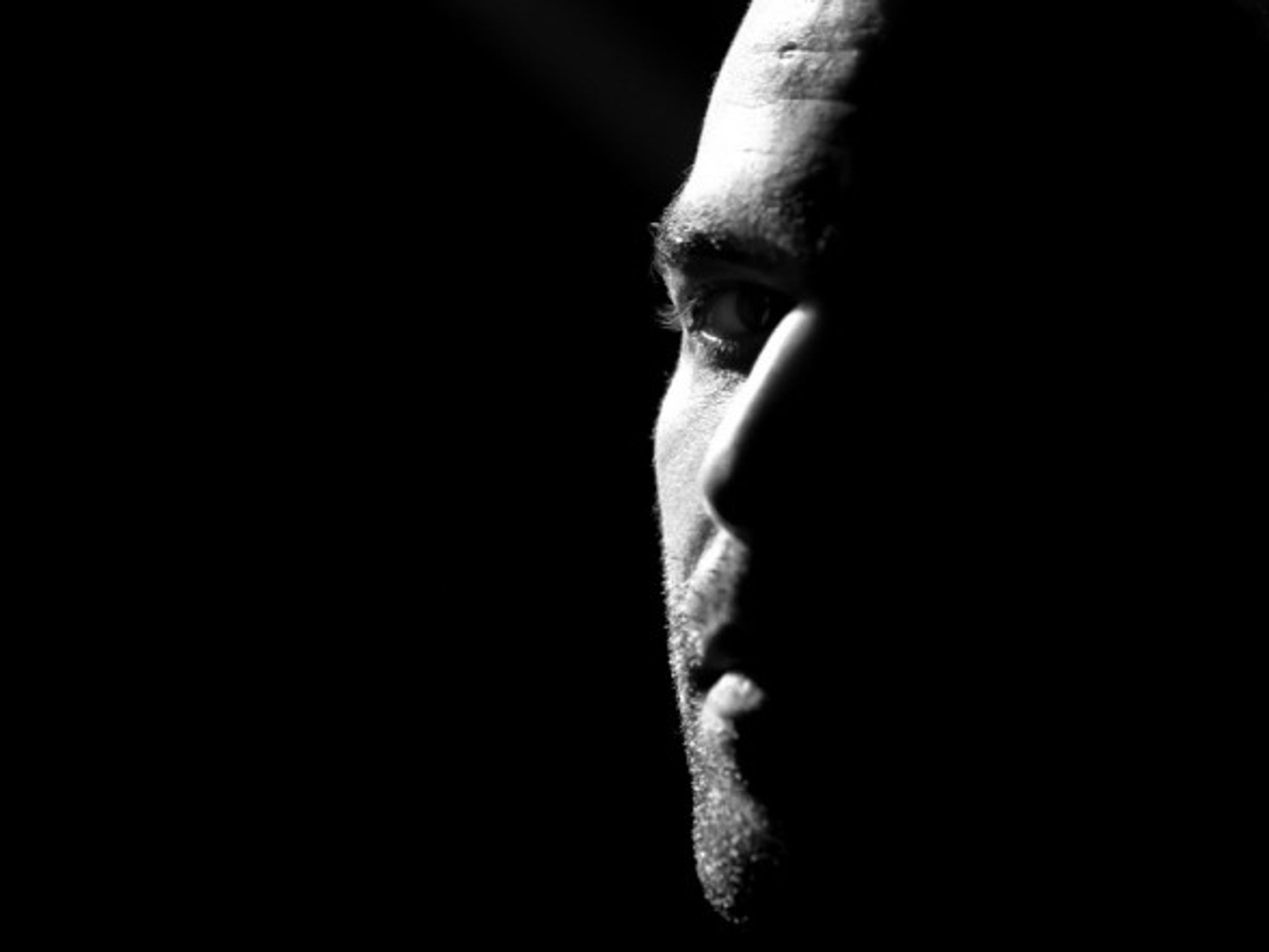 Close up portrait of Roberto Saviano, during the rehearsals of Quello che (non) in Milan in May 2012