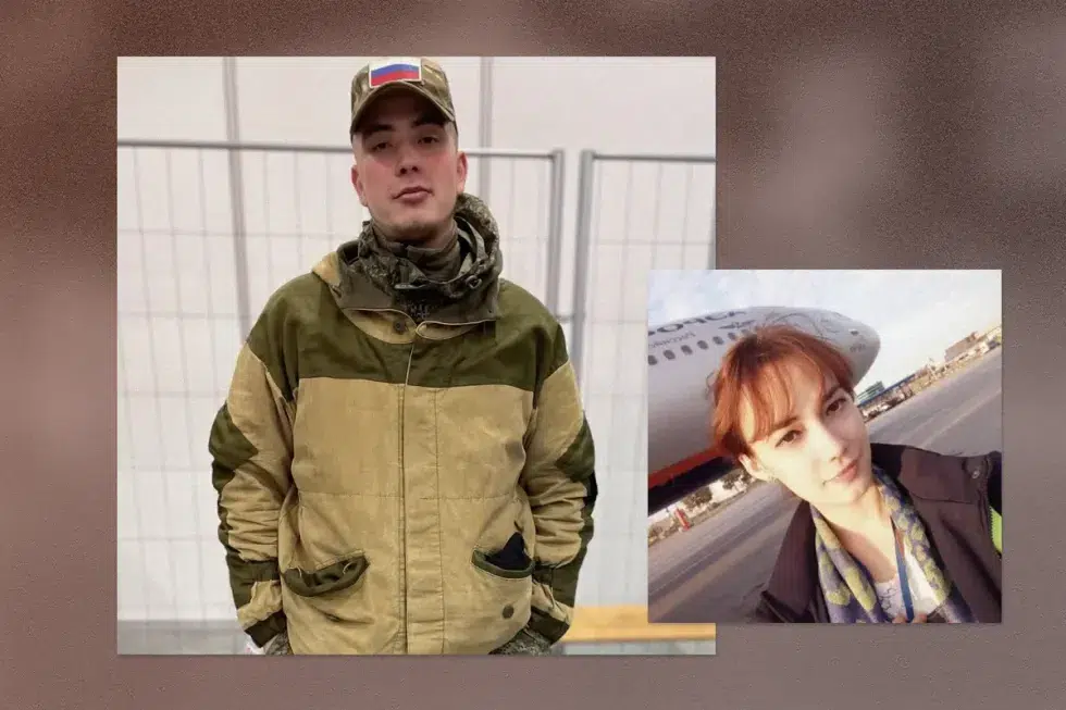 Collage of ​Dobrovlets Anatoly and his mother Tatyana, whose second son continues to fight