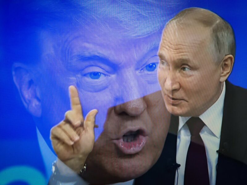 collage of trump and putin photos