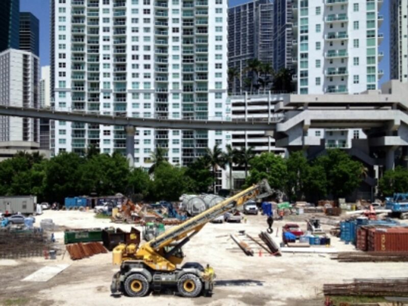 Construction in Miami's Brickell business district.