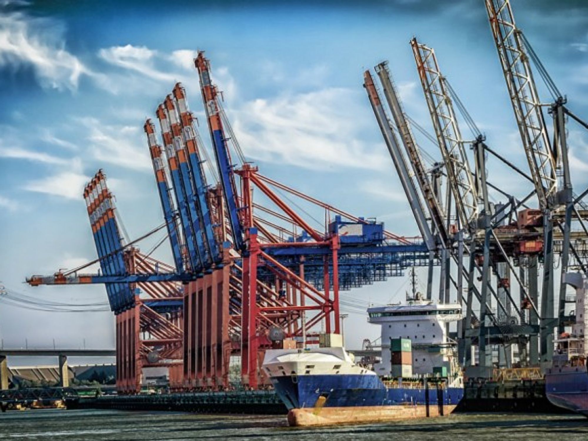 Container ship at Hamburg port
