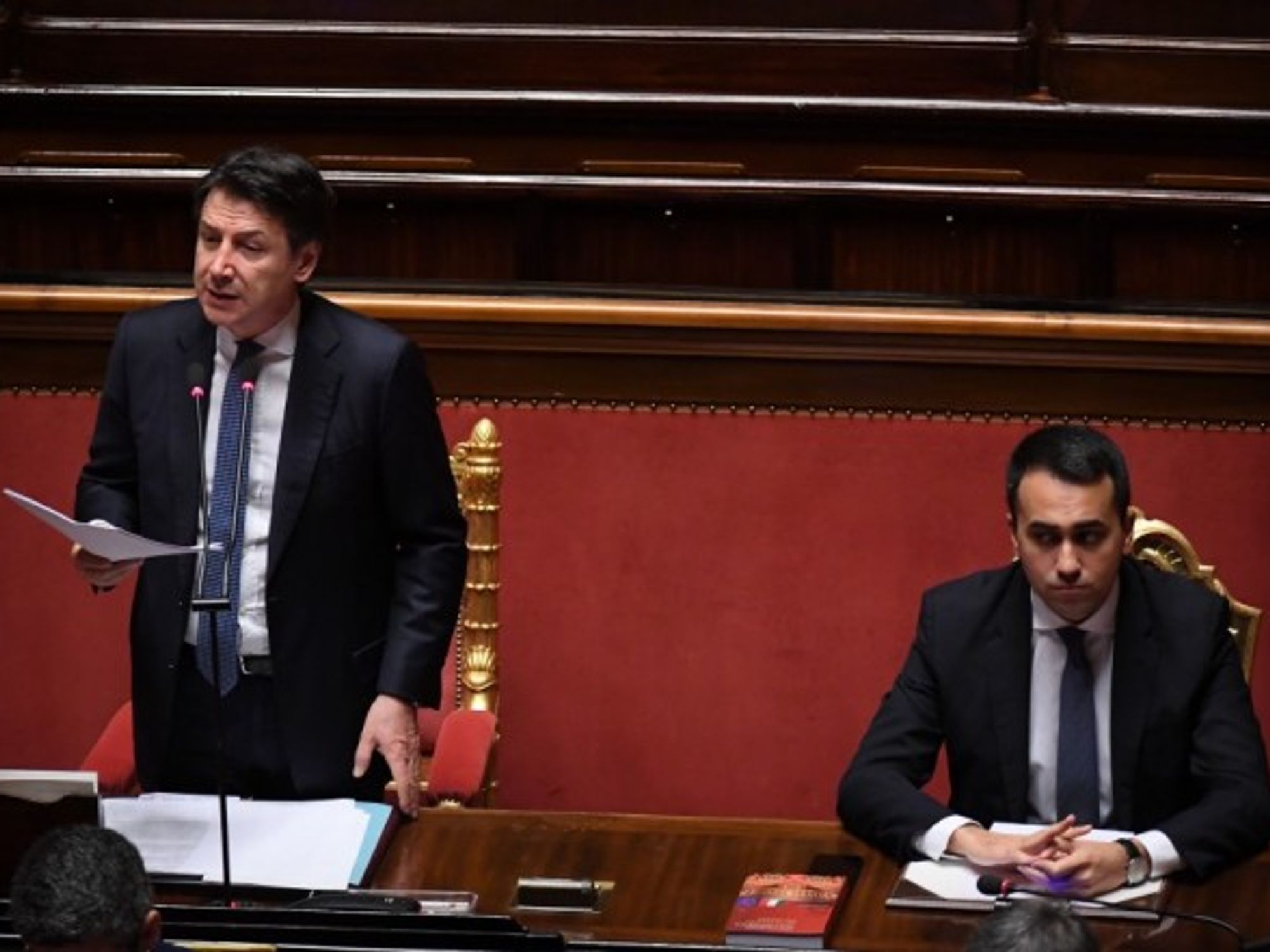 Conte addresses the Italian Parliament last month