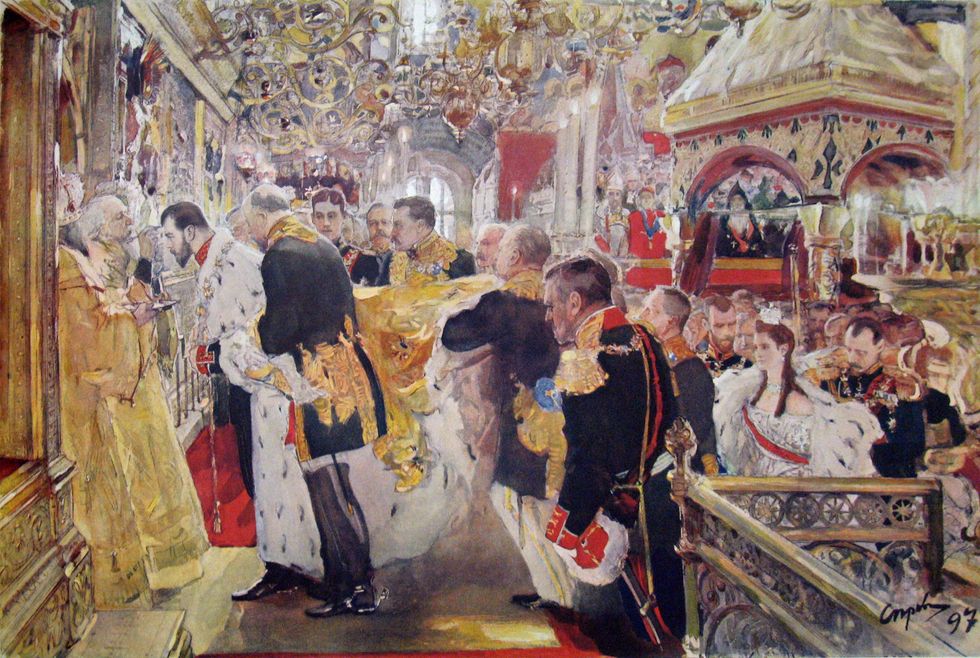 Coronation of Tsar Nicholas II of Russia, by Russian painter Walentin Alexandrowitsch Serow (1899)