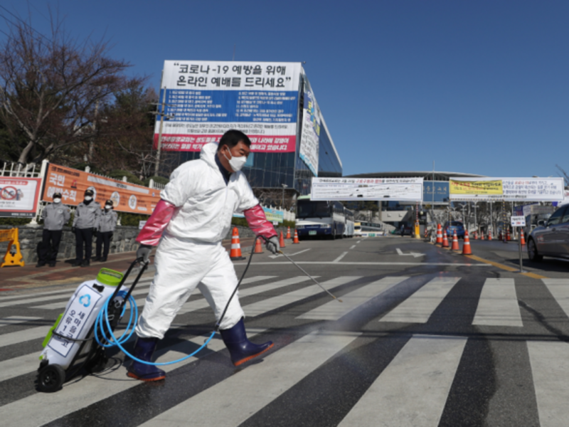 COVID disinfecting in Seoul