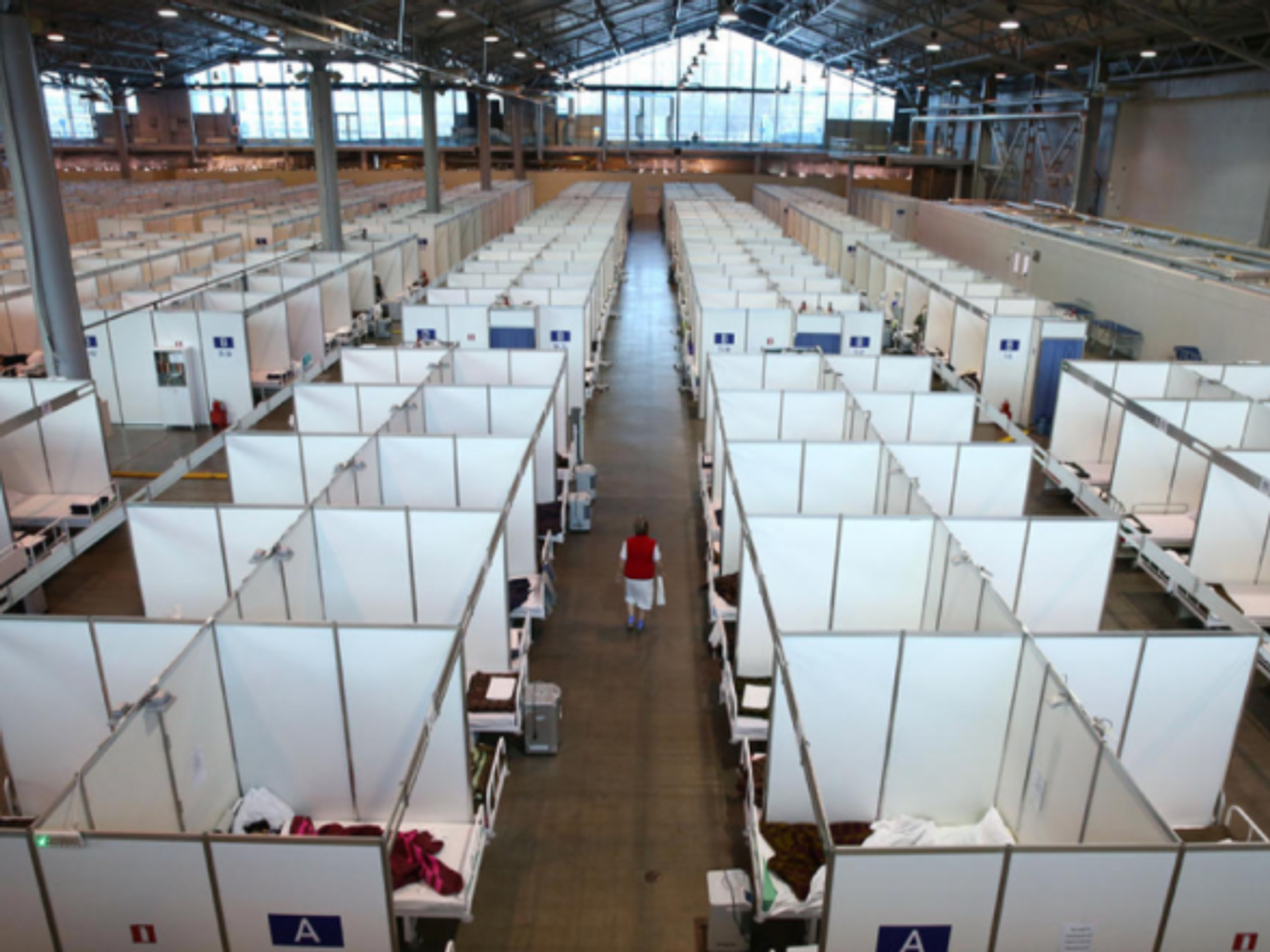 COVID patients in a temporary hospital in a warehouse in St. Petersburg, Russia