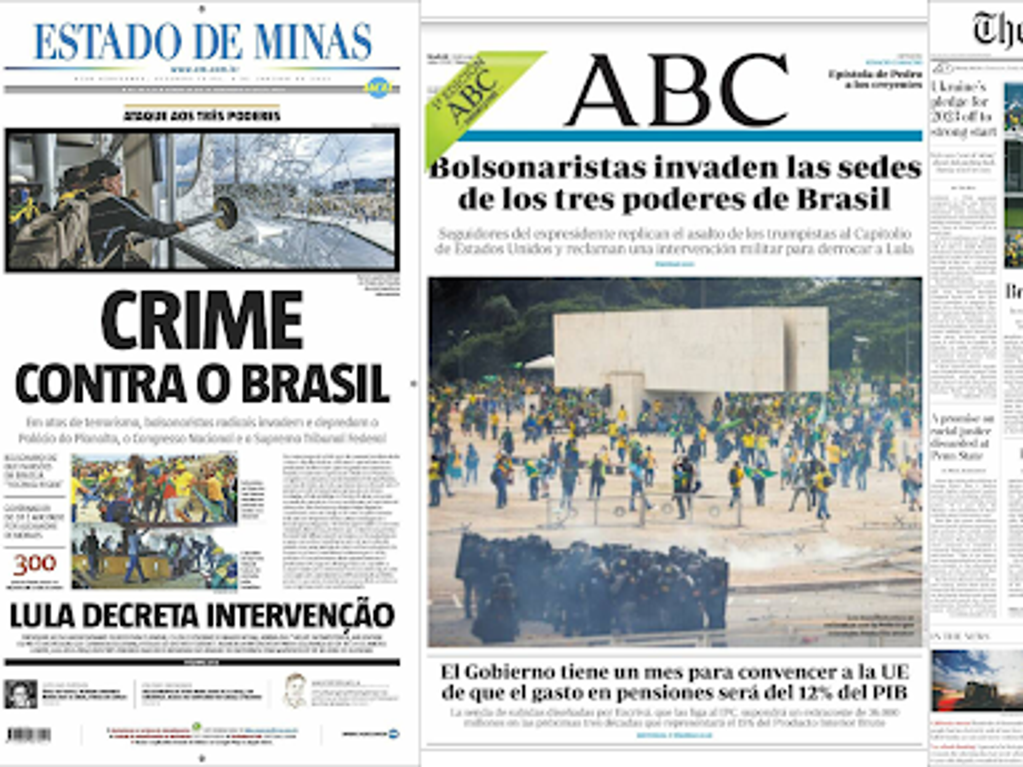 "Crime Contra O Brasil" - 21 International Front Pages Of Brasilia Riots