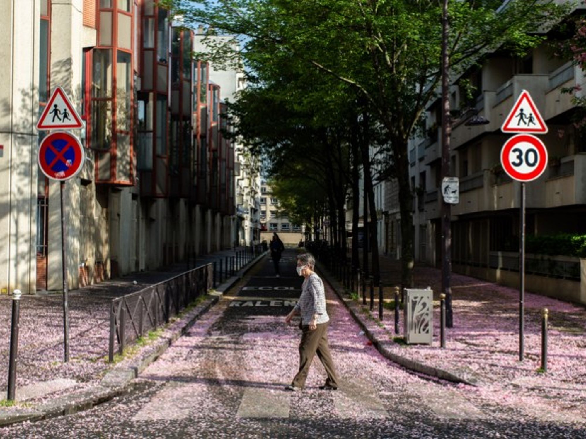 Crossing a street in Paris