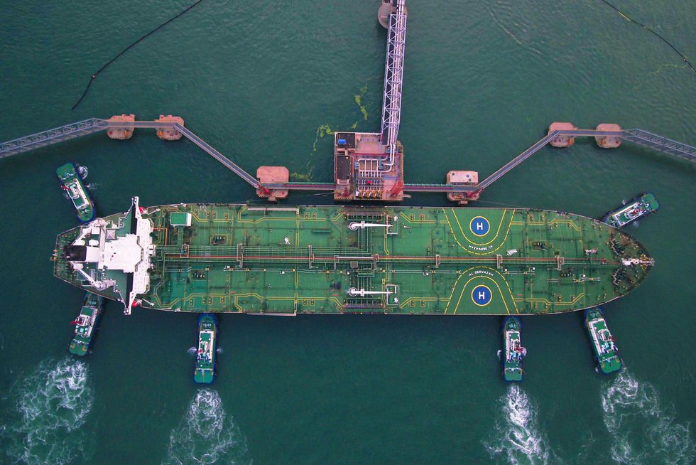 Crude oil terminal at Qingdao port in Shandong province in China
