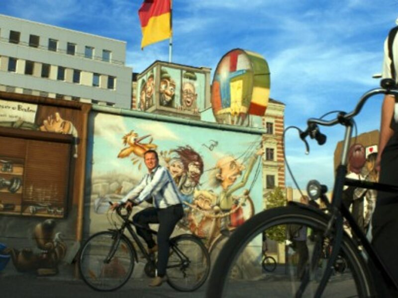 Cycling along the Spree in Berlin