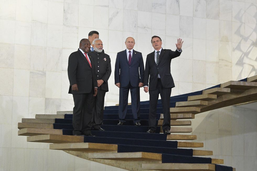 Cyril Ramaphosa, Xi Jinping, Narendra Modi, Vladimir Putin and Jair Bolsonaro in Brasilia in 2019