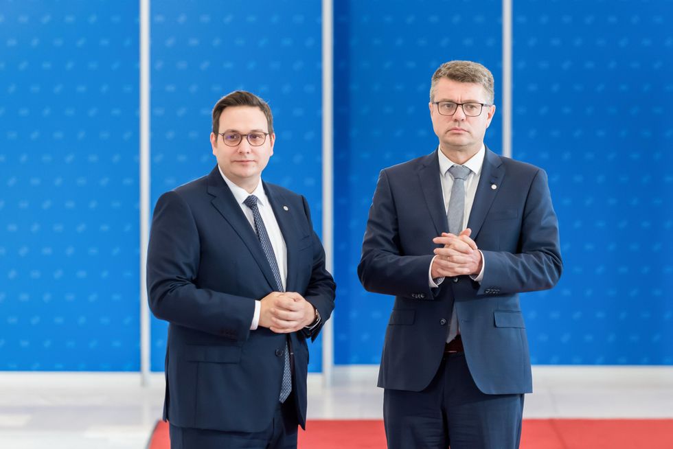 Czech Foreign Minister Jan Lipavsky and Estonian Foreign Minister Urmas Reinsalu in Prague