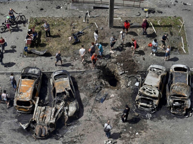 Damages due to Russian shelling in Kharkiv, Ukraine​