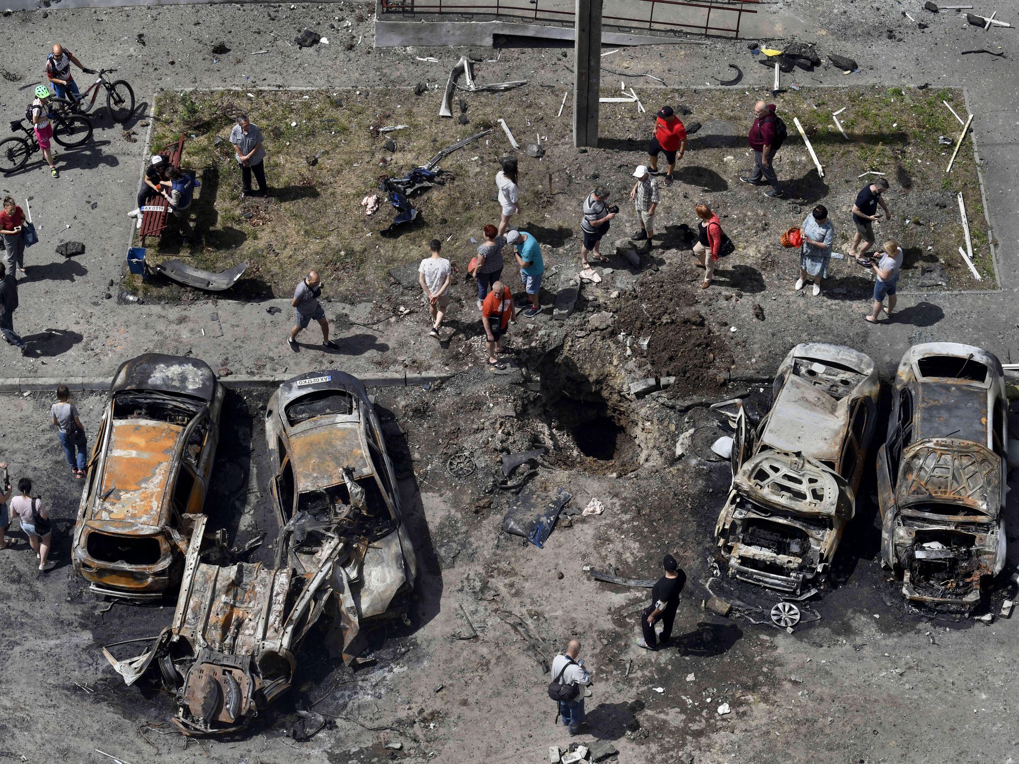 Damages due to Russian shelling in Kharkiv, Ukraine​