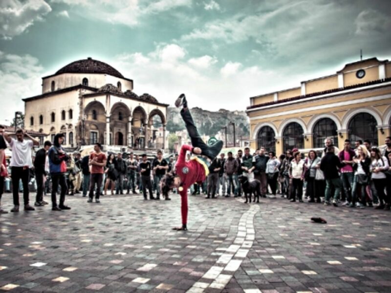 Dancing at Monastiraki Square, Athens