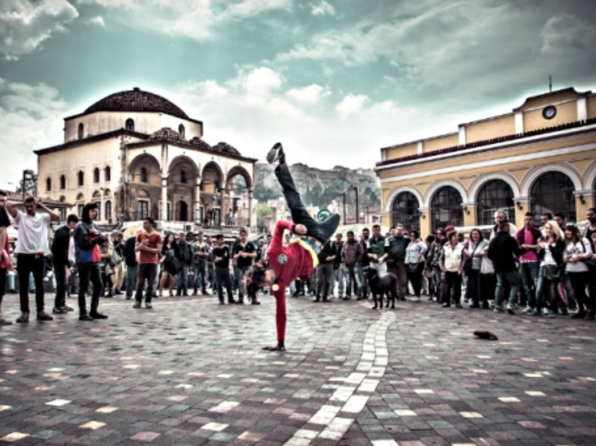 Dancing at Monastiraki Square, Athens