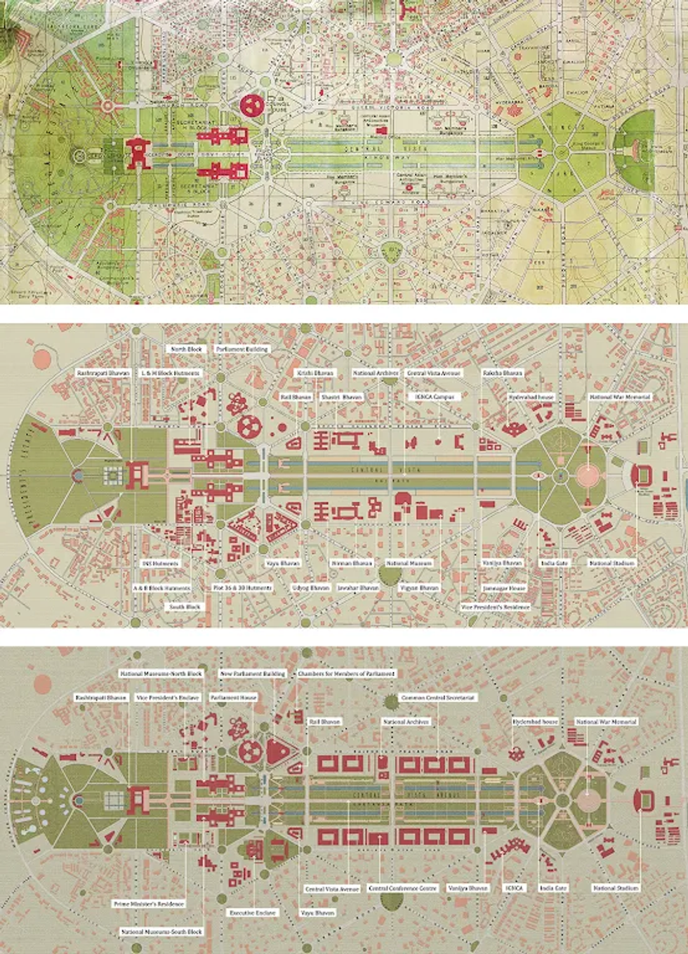 Ddrawing of the Central Vista masterplan