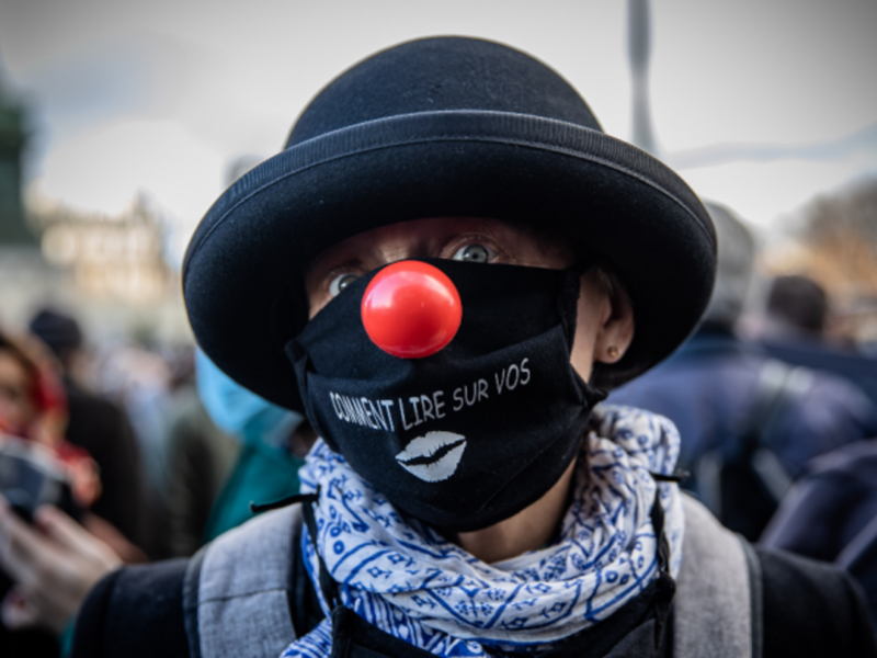 Dec. 15 protest in Paris against the delaying of the reopening of cinemas, theaters and museums