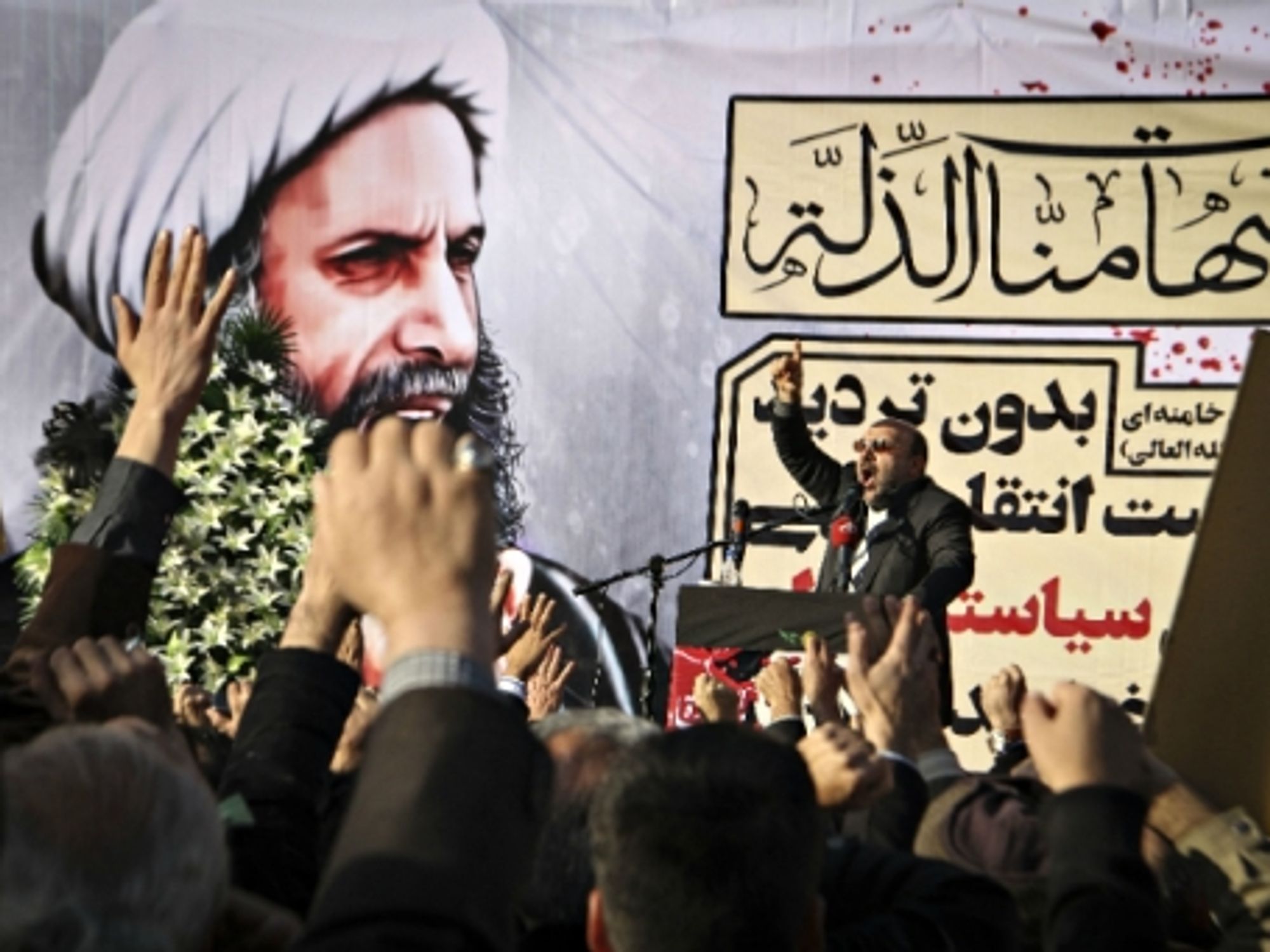 Demonstration against Saudi Arabia's execution of Nimr in Tehran on Jan. 4