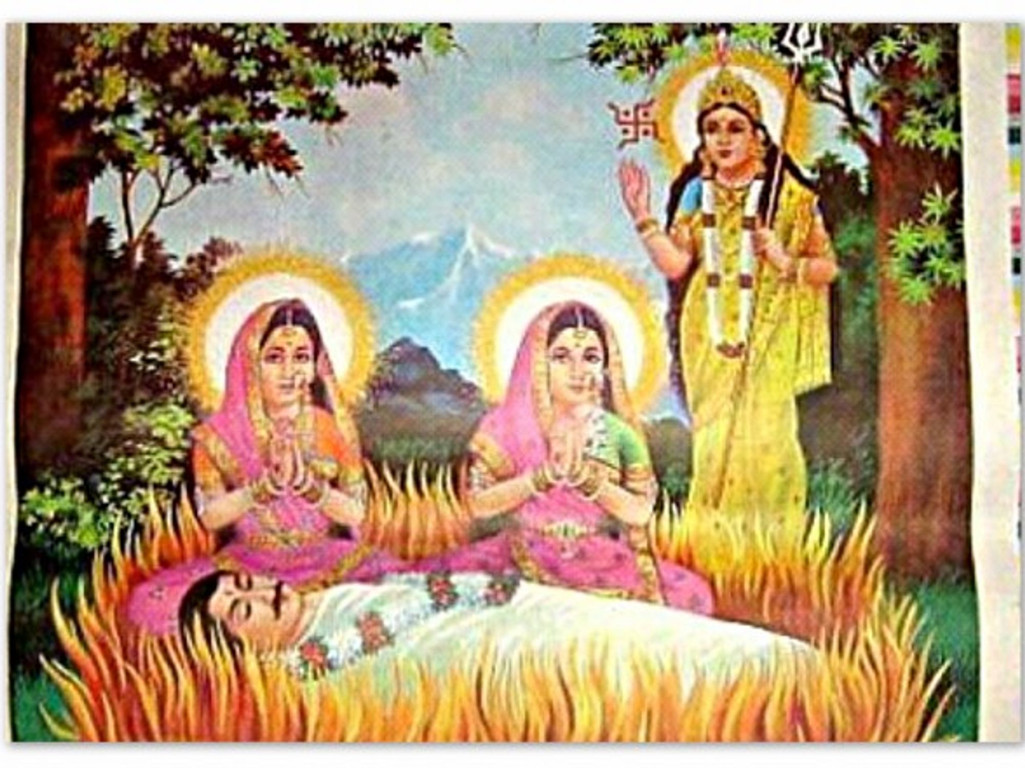 Depiction of 'satis' or a widow's self-immolation