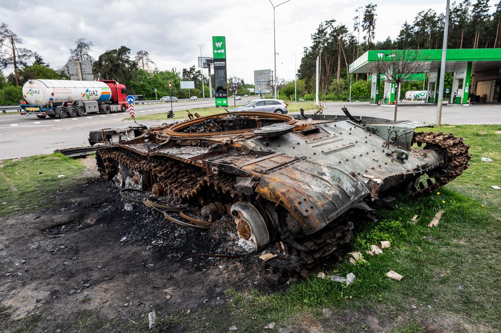 Destroyed Russian tank