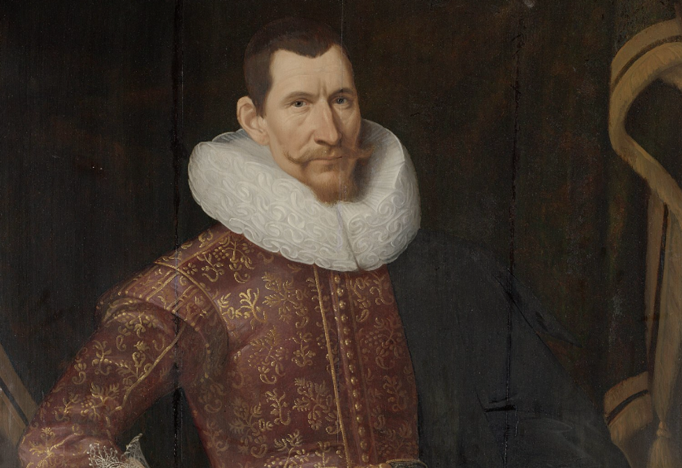Detail of a 17th-century oil portrait of Jan Pieterszoon Coen by Jacob Waben