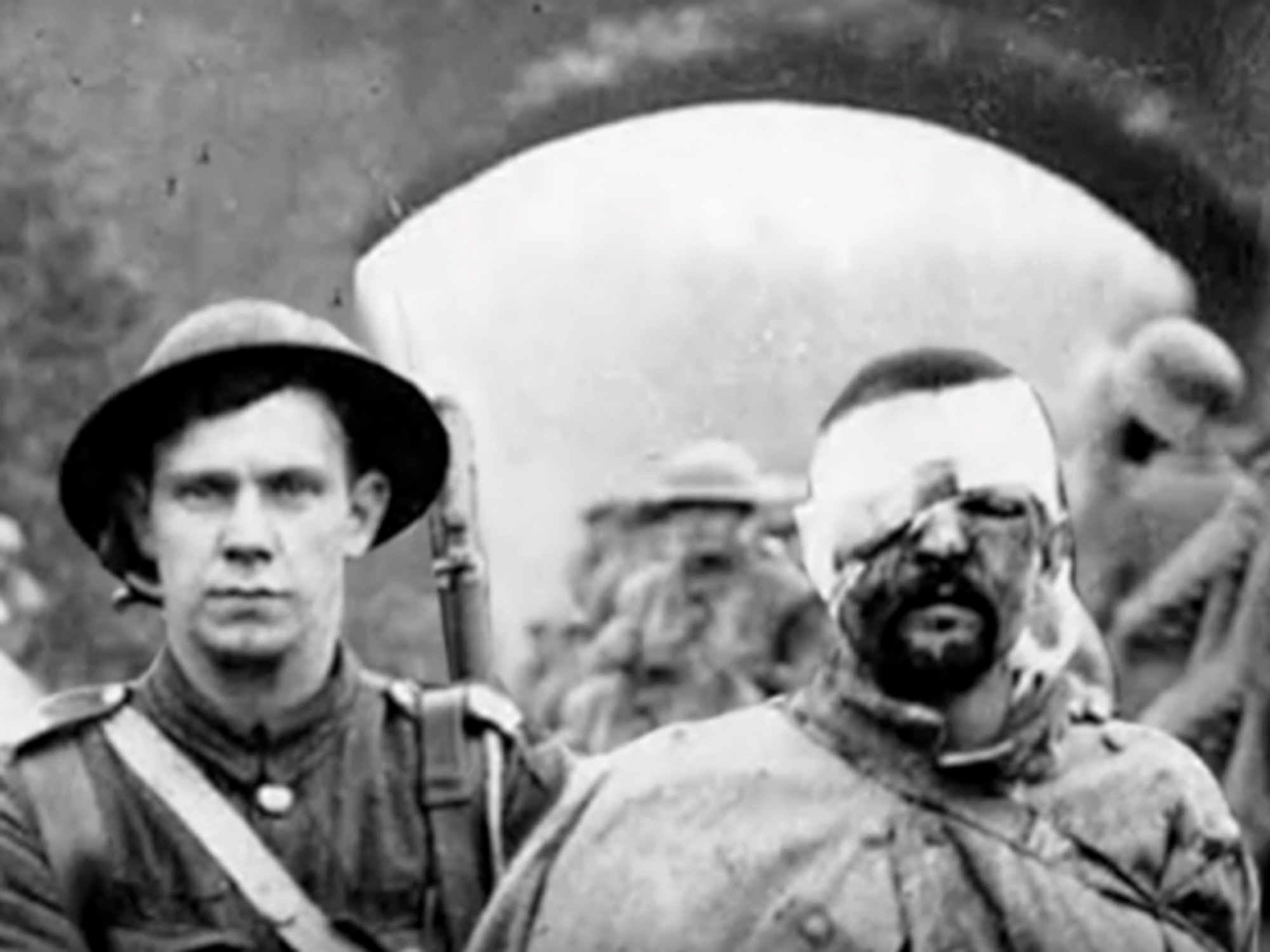 Detail of photograph of WWI soldiers
