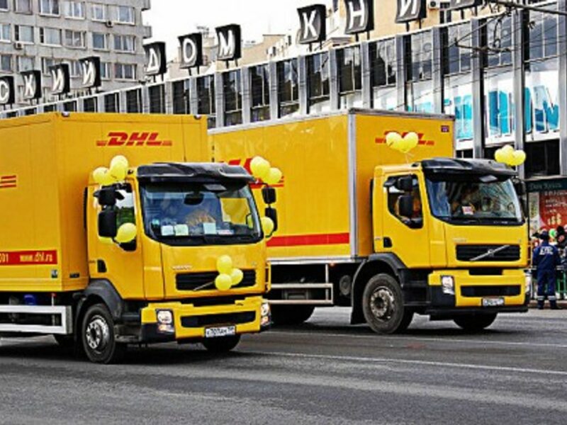 DHL trucks in Moscow