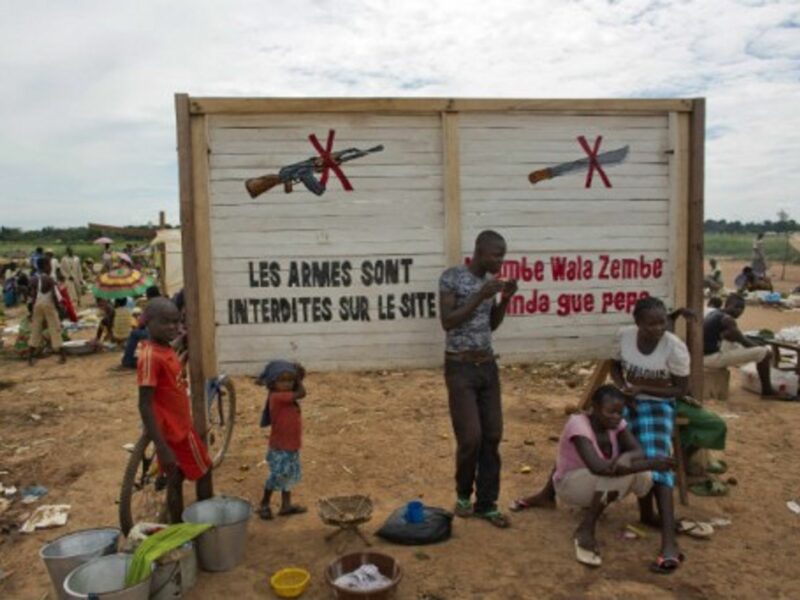 Displaced victims of the war near Bangui airport last spring.