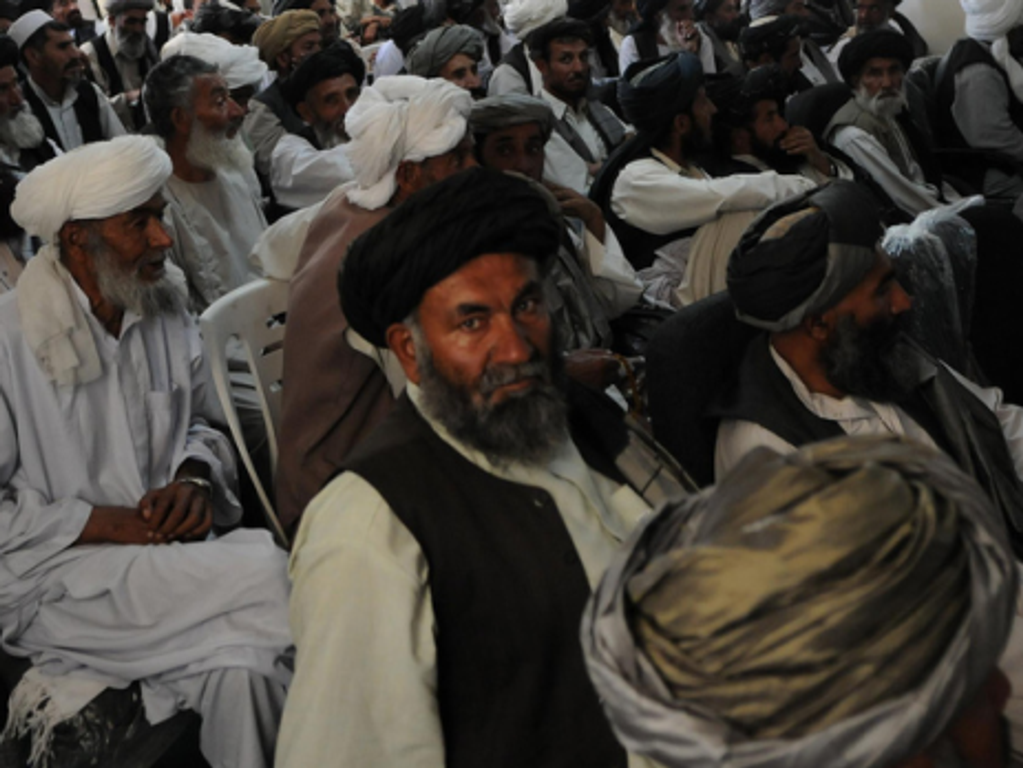 District elders in Zabul village discuss reintegrating local Taliban