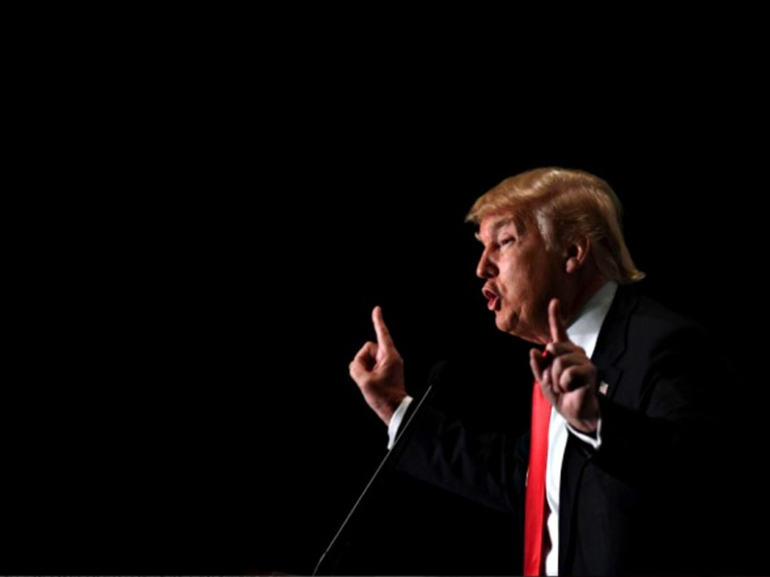 Donald Trump preaching his policies to the masses